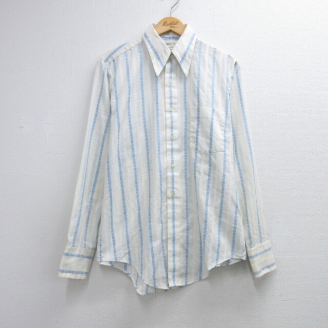 アロー 70s 長袖シャツ ストライプ ベージュ メンズL相当 | 古着