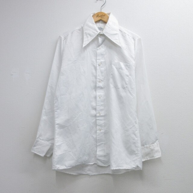 70s 長袖シャツ 総柄 ホワイト メンズM相当 | 古着