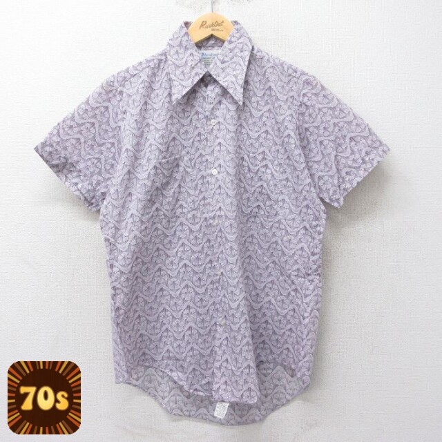 【50%OFF】70s 半袖シャツ 総柄 パープル M | 古着