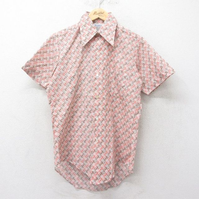 70s 半袖シャツ 総柄 ベージュ M | 古着