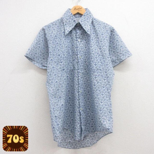 【50%OFF】70s 半袖シャツ ネイビー M | 古着