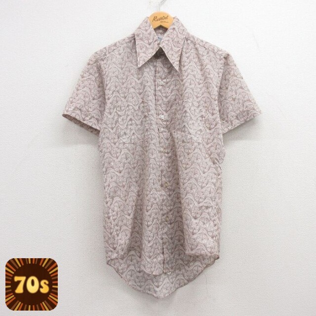【50%OFF】70s 半袖シャツ ブラウン S | 古着