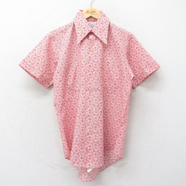 70s 半袖シャツ 総柄 レッド L | 古着