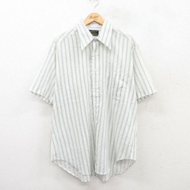 XL★古着 シアーズ 半袖 シャツ メンズ 70年代 70s 大きいサイズ 白他 ホワイト 25may15 中古 トップス