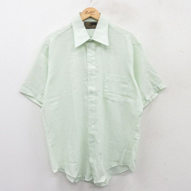 XL★古着 シアーズ 半袖 シャツ メンズ 70年代 70s 薄緑 グリーン 25may15 中古 トップス