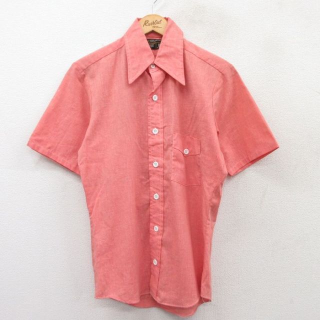 【50%OFF】S★古着 JCペニー 半袖 シャツ メンズ 70年代 70s ピンク 25may15 中古 トップス