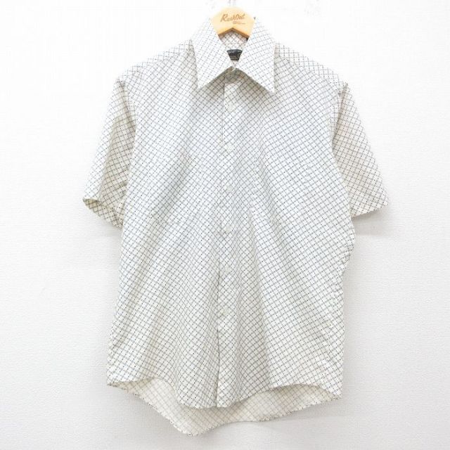 L★古着 JCペニー 半袖 シャツ メンズ 70年代 70s 総柄 生成り他 25may31 中古 トップス