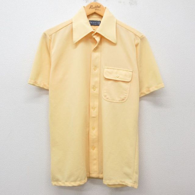 M★古着 半袖 シャツ メンズ 70年代 70s 黄 イエロー 25may31 中古 トップス