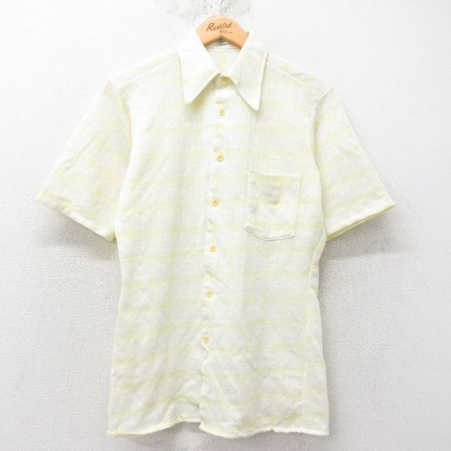 バンヒューセン 70s 半袖シャツ イエローチェック S | 古着