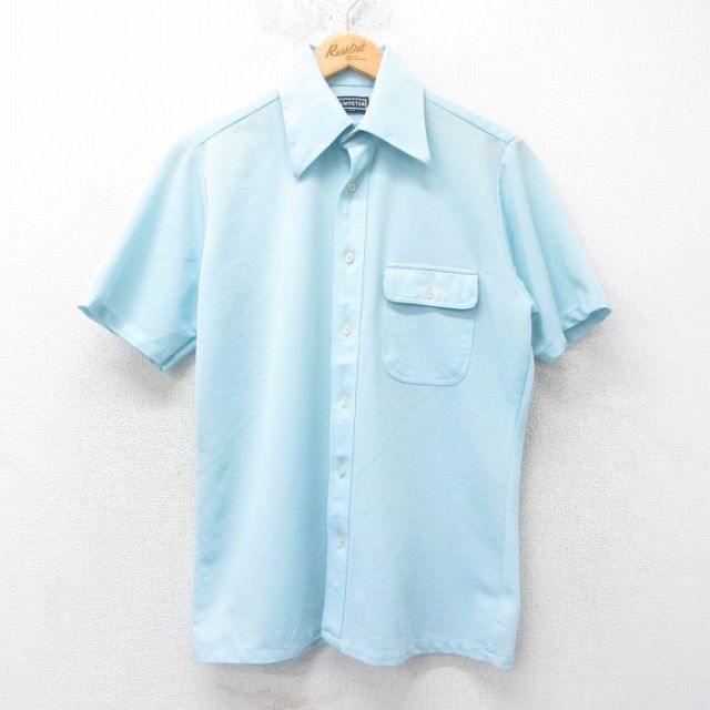70s 半袖シャツ ネイビー M | 古着