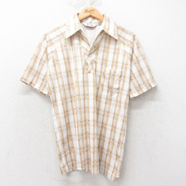 70s 半袖シャツ カーキチェック S | 古着