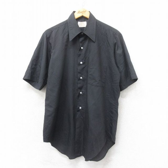 L★古着 アロー 半袖 シャツ メンズ 70年代 70s ロング丈 USA製 黒 ブラック 【spe】 25jun26 中古 トップス