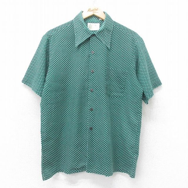 L★古着 シアーズ 半袖 シャツ メンズ 70年代 70s 緑他 グリーン ドット 【spe】 25jul07 中古 トップス