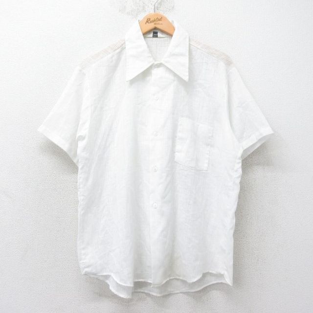 L★古着 半袖 シャツ メンズ 70年代 70s USA製 白 ホワイト 25jul07 中古 トップス