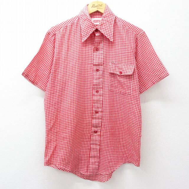 70s 半袖シャツ ギンガムチェック レッド メンズM相当 | 古着