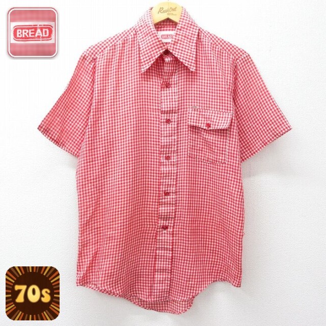 【20%OFF】70s 半袖シャツ ギンガムチェック レッド メンズM相当 | 古着
