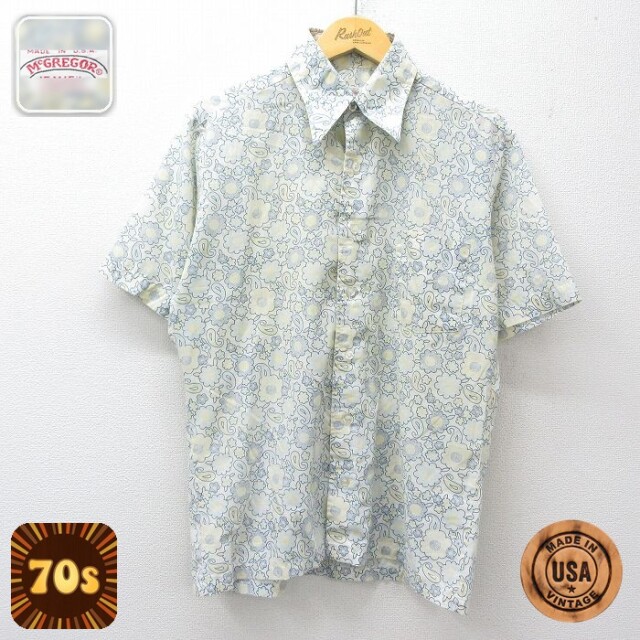 【20%OFF】マックレガー 70s 半袖シャツ SCOTSET 花柄 イエロー メンズL相当 | 古着