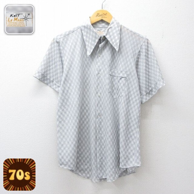 【20%OFF】70s 半袖シャツ グレー メンズM相当 | 古着