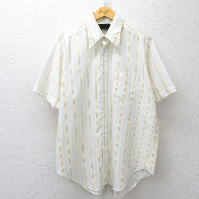 70s 半袖シャツ ストライプ ホワイト XL | 古着
