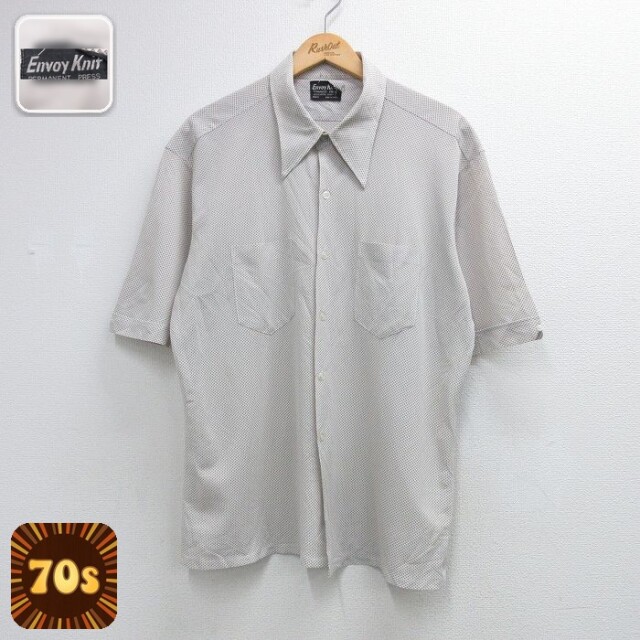 【20%OFF】70s 半袖シャツ ブラウン メンズL相当 | 古着