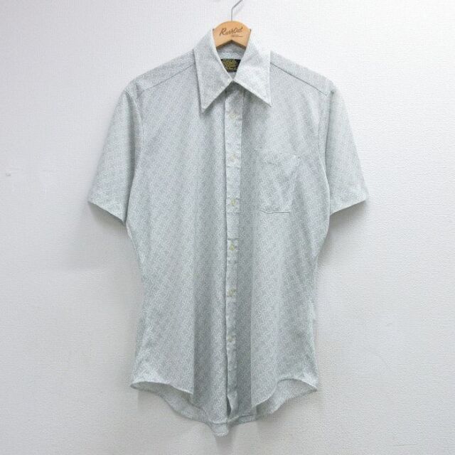 70s 半袖シャツ 総柄 グレー メンズL相当 | 古着
