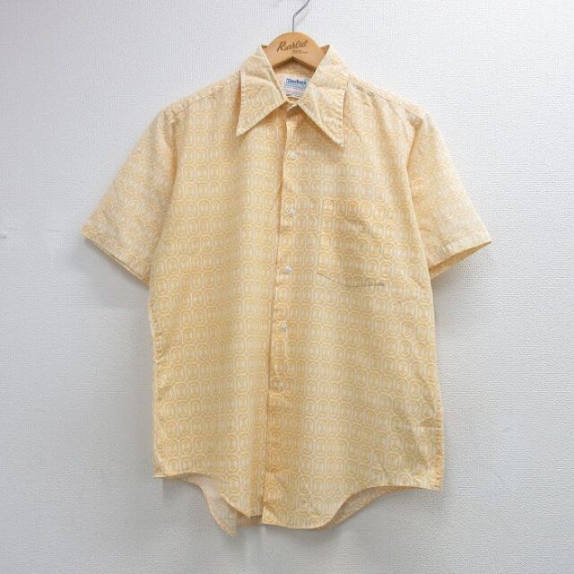 70s 半袖シャツ 総柄 イエロー メンズL相当 | 古着