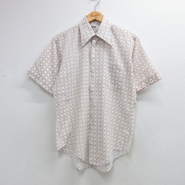 70s 半袖シャツ 花柄 ホワイト メンズL相当 | 古着