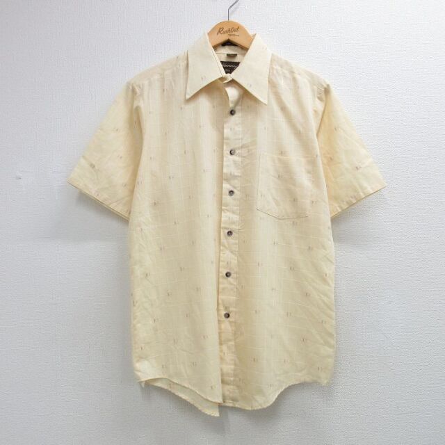 70s 半袖シャツ チェック イエロー メンズL相当 | 古着