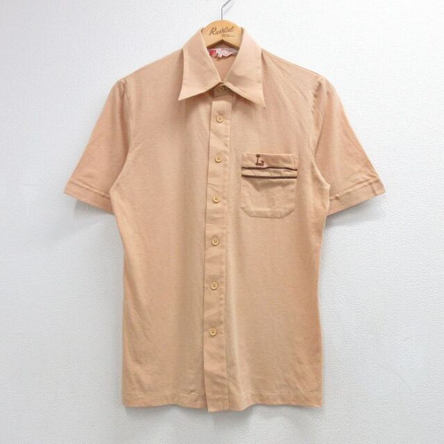 70s 半袖シャツ ベージュ メンズS相当 | 古着