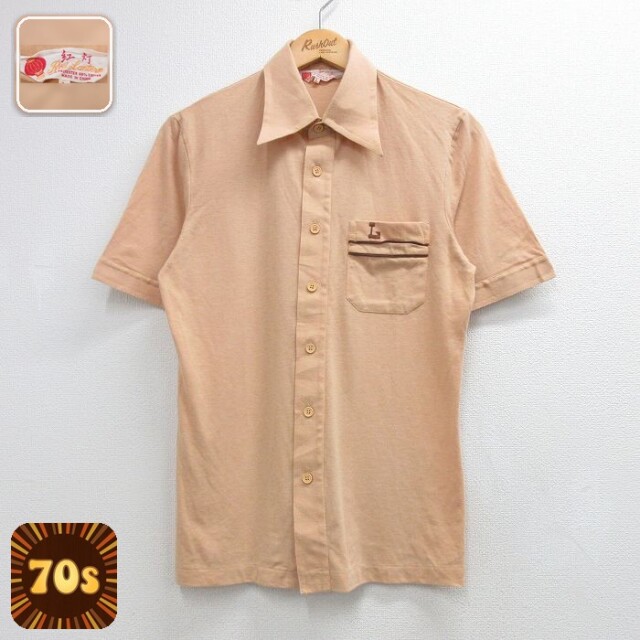 【20%OFF】70s 半袖シャツ ベージュ メンズS相当 | 古着