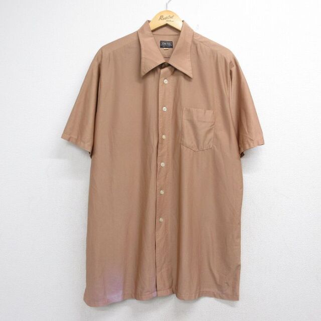 70s 半袖シャツ ブラウン メンズXL相当 | 古着