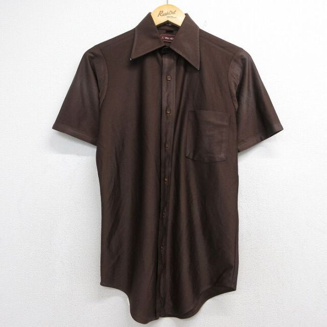 バンヒューセン 70s 半袖シャツ ブラウン メンズS相当 | 古着