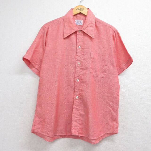 70s 半袖シャツ レッド メンズL相当 | 古着