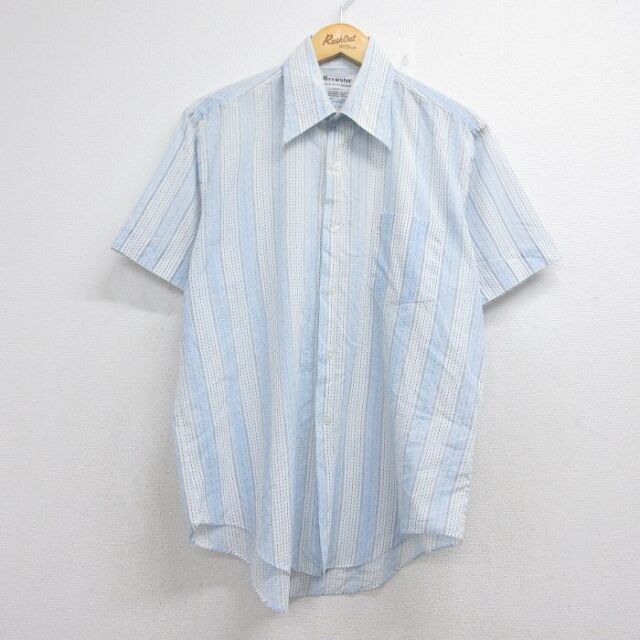 70s 半袖シャツ ストライプ ライトブルー メンズL相当 | 古着