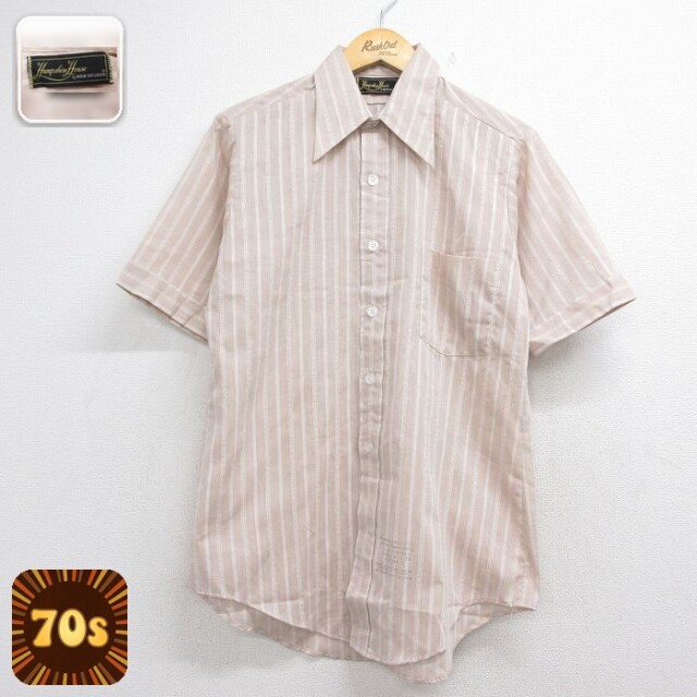 70s 半袖シャツ ベスト ベージュ メンズM相当 | 古着