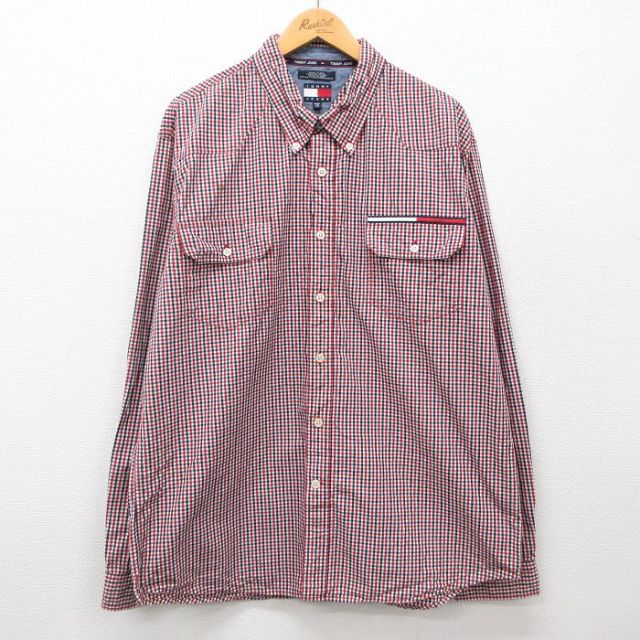 トミーヒルフィガー 90s 長袖シャツ ギンガムチェック レッド XL | 古着
