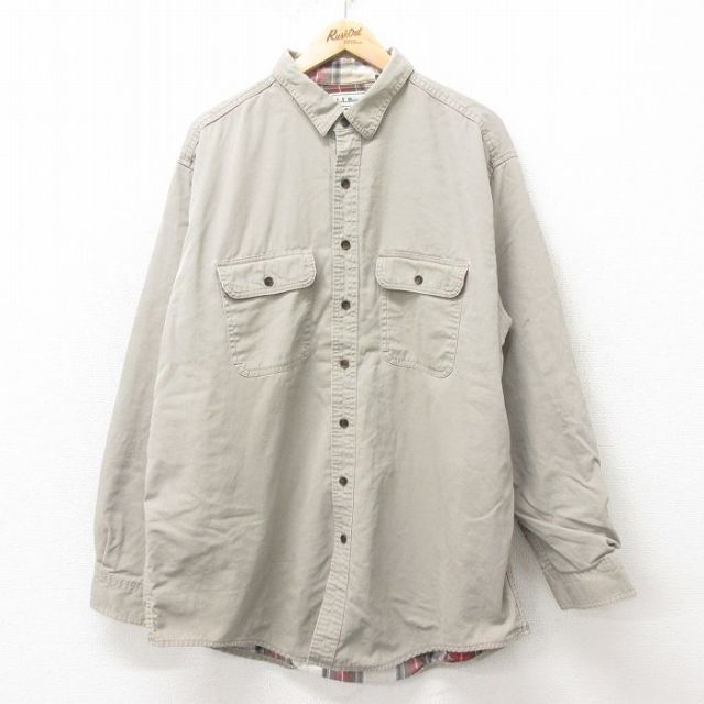 【50%OFF】エルエルビーン 90s 長袖シャツ カナダ製 ベージュ XL | 古着