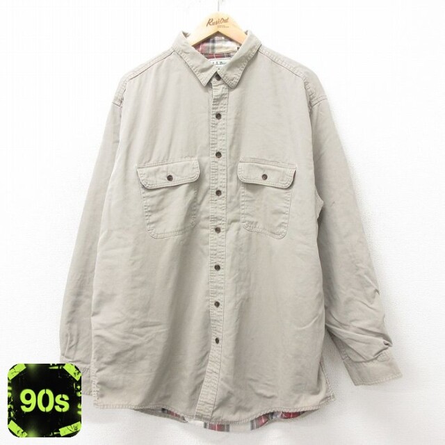 【50%OFF】エルエルビーン 90s 長袖シャツ カナダ製 ベージュ XL | 古着
