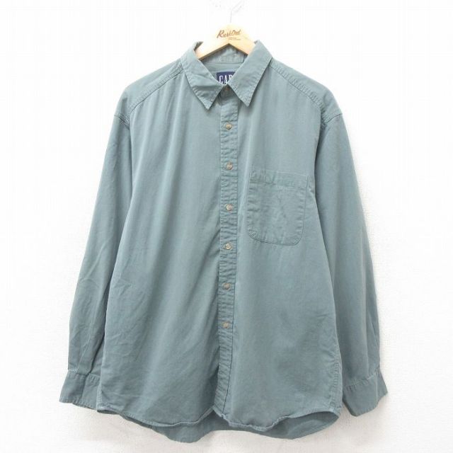 L★古着 ギャップ GAP 長袖 ブランド シャツ メンズ 90年代 90s コットン 緑 グリーン 25feb10 中古 トップス