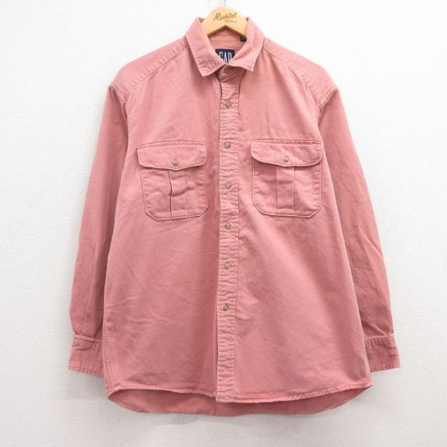 L★古着 ギャップ GAP 長袖 ブランド シャツ メンズ 90年代 90s コットン ピンク デニム 【spe】 25feb18 中古 トップス