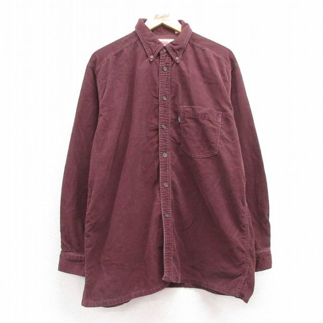 XL★古着 リーバイス Levis 長袖 ブランド シャツ メンズ 00年代 00s コーデュロイ コットン ボタンダウン エンジ 25feb18 中古 トップス