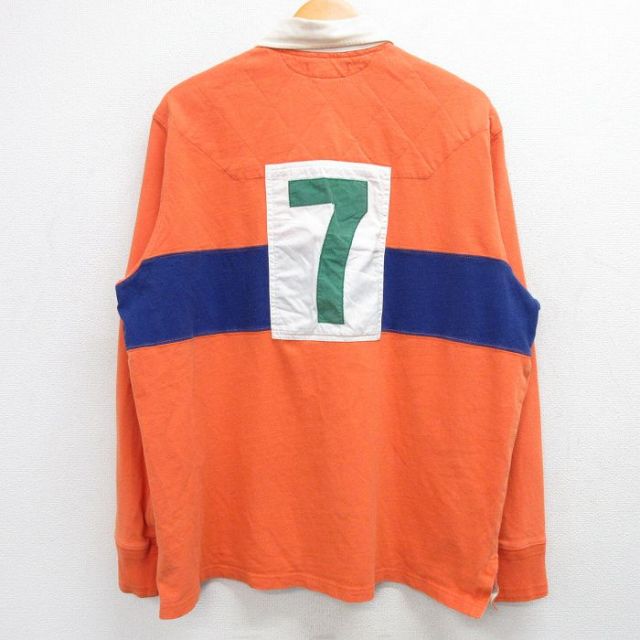 XL★古着 ラルフローレン Ralph Lauren 長袖 ブランド ラガー シャツ メンズ 7 コットン オレンジ他 【spe】 25feb19 中古 トップス