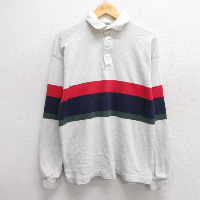 M★古着 エルエルビーン LLBEAN 長袖 ブランド ラガー シャツ メンズ 80年代 80s コットン USA製 薄グレー他 霜降り 25feb20 中古 トップス