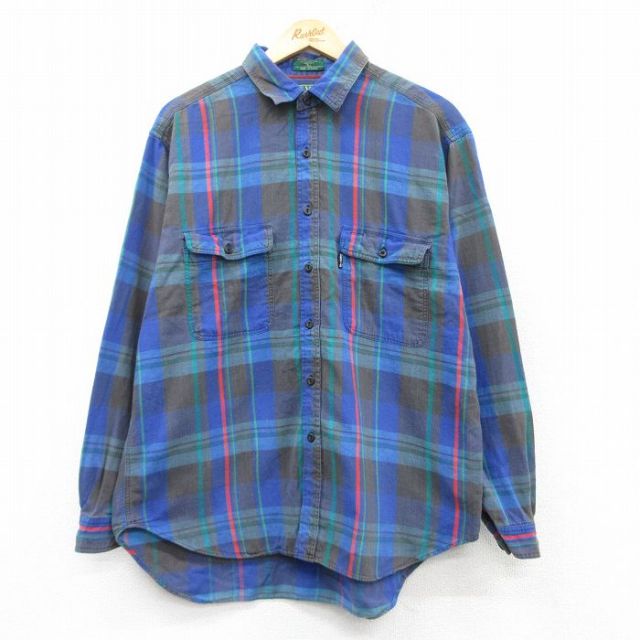 【50%OFF】XL★古着 リーバイス Levis 長袖 ブランド シャツ メンズ 00年代 00s コットン 紺他 ネイビー チェック 25feb20 中古 トップス