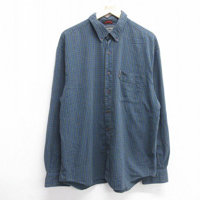 XL★古着 アバクロンビー Abercrombie&fitch 長袖 ブランド シャツ メンズ 90年代 90s コットン ボタンダウン 緑他 グリーン チェック 【spe】 25feb25 中古 トップス