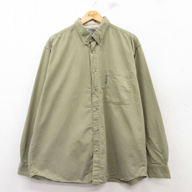 XL★古着 コロンビア COLUMBIA 長袖 ブランド シャツ メンズ 00年代 00s 大きいサイズ コットン ボタンダウン 緑系 グリーン 25feb25 中古 トップス
