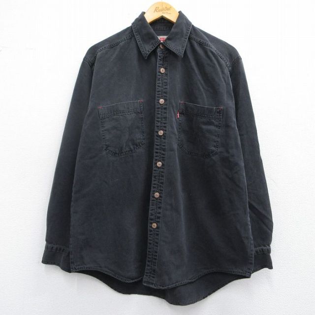 L★古着 リーバイス Levis 長袖 ブランド シャツ メンズ 00年代 00s コットン 黒 ブラック デニム 25feb27 中古 トップス