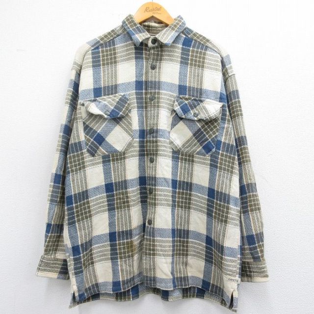 XL★古着 リーバイス Levis 長袖 ブランド シャツ メンズ 00年代 00s コットン 紺他 ネイビー チェック 25feb27 中古 トップス