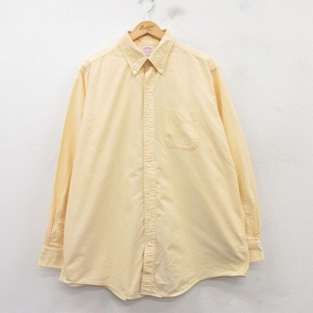 XL★古着 ブルックスブラザーズ BROOKS BROTHERS 長袖 ブランド シャツ メンズ 90年代 90s オックスフォード 大きいサイズ コットン ボタンダウン USA製 黄 イエロー 25mar08 中古 トップス