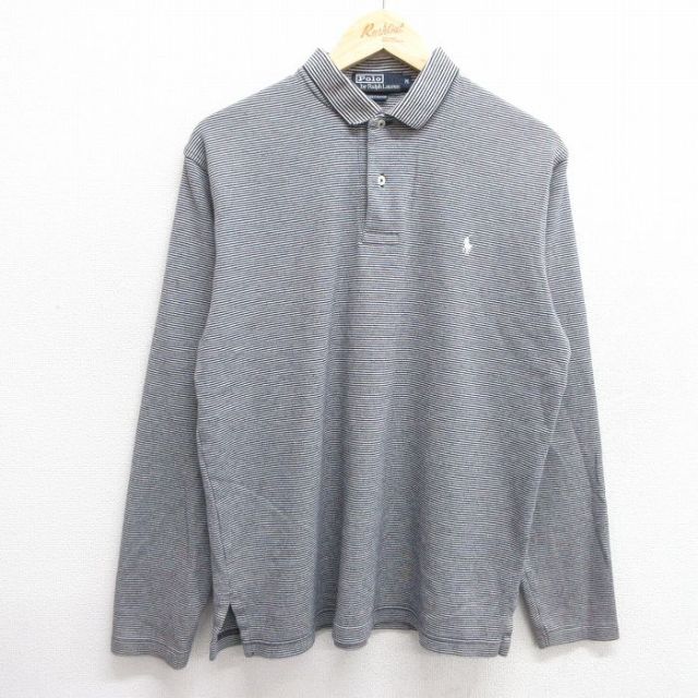 M★古着 ラルフローレン Ralph Lauren 長袖 ブランド ポロ シャツ メンズ 90年代 90s ワンポイントロゴ コットン 黒他 ブラック 25mar10 中古 トップス